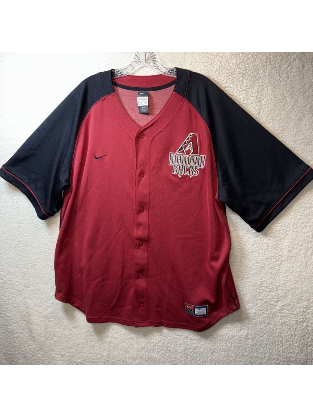 Arizona Diamondbacks Nike MLB Mens Button-Up Jersey Red/Black XL WEBB Genuine